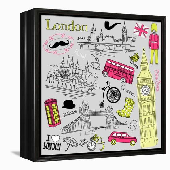 London Doodles-Alisa Foytik-Framed Stretched Canvas