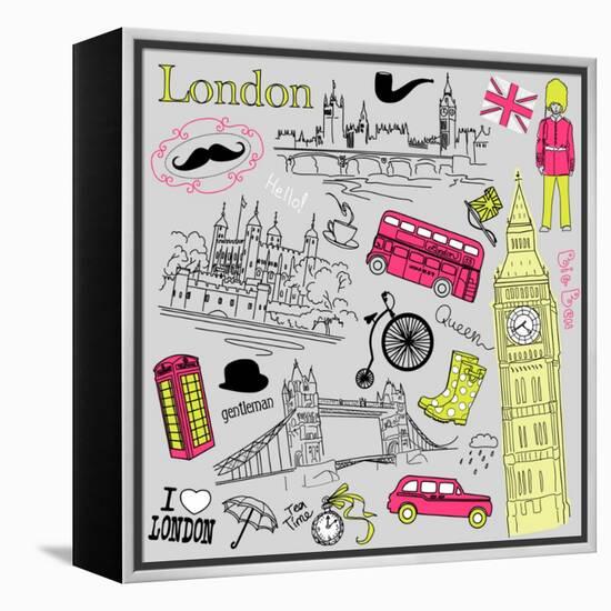 London Doodles-Alisa Foytik-Framed Stretched Canvas