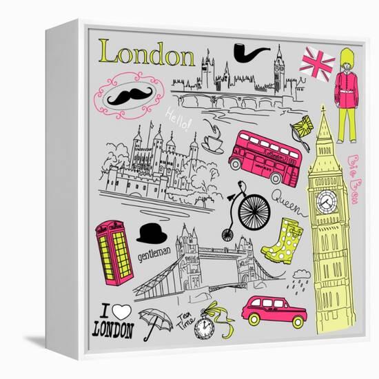 London Doodles-Alisa Foytik-Framed Stretched Canvas