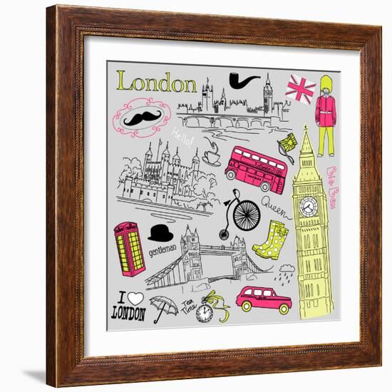 London Doodles-Alisa Foytik-Framed Art Print