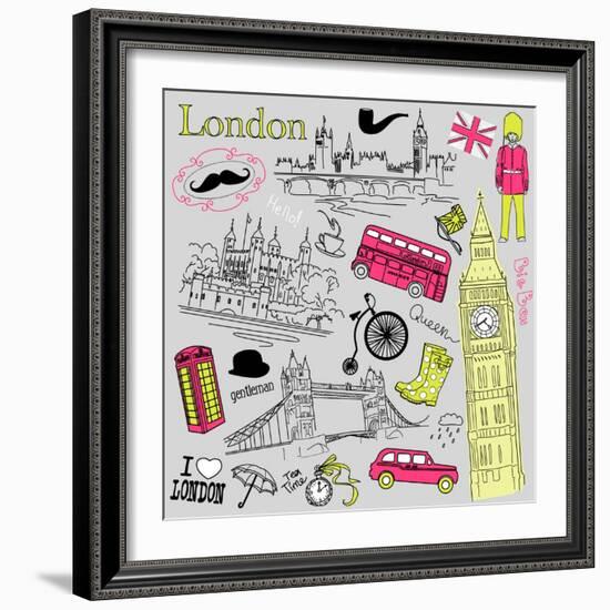 London Doodles-Alisa Foytik-Framed Art Print