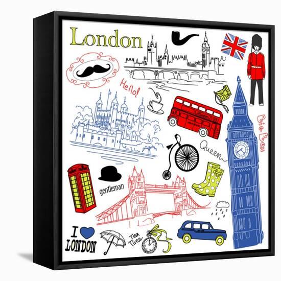 London Doodles-Alisa Foytik-Framed Stretched Canvas