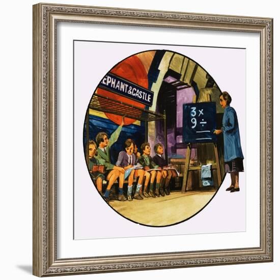 London During the Blitz-English School-Framed Giclee Print