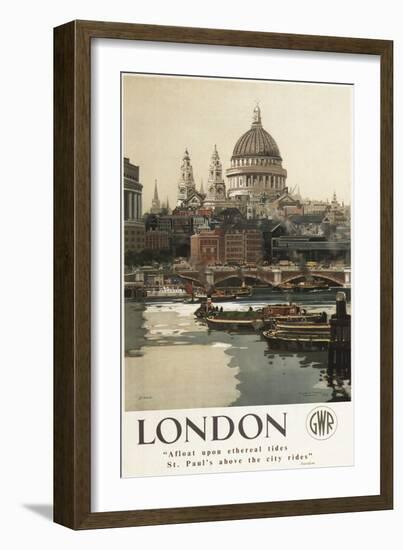 London, England - Great Western Railway St. Paul's Travel Poster-Lantern Press-Framed Art Print