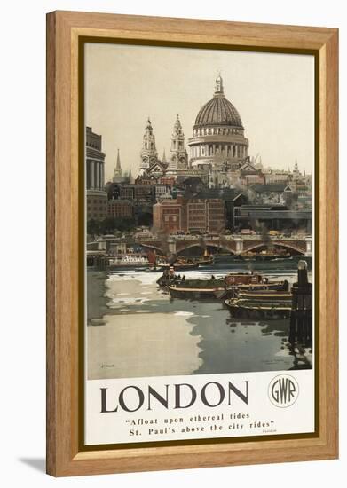 London, England - Great Western Railway St. Paul's Travel Poster-Lantern Press-Framed Stretched Canvas