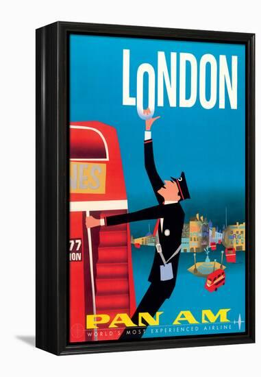 London England - Pan American World Airways, Vintage Airline Travel Poster, 1950s-Aaron Fine-Framed Stretched Canvas