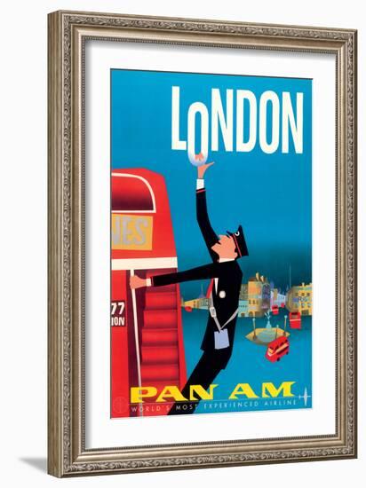 London England - Pan American World Airways, Vintage Airline Travel Poster, 1950s-Aaron Fine-Framed Art Print