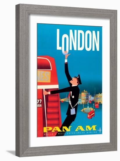 London England - Pan American World Airways, Vintage Airline Travel Poster, 1950s-Aaron Fine-Framed Art Print