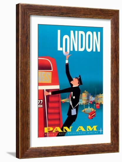 London England - Pan American World Airways, Vintage Airline Travel Poster, 1950s-Aaron Fine-Framed Art Print