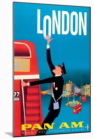 London England - Pan American World Airways, Vintage Airline Travel Poster, 1950s-Aaron Fine-Mounted Art Print