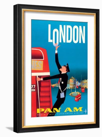 London England - Pan American World Airways, Vintage Airline Travel Poster, 1950s-Aaron Fine-Framed Art Print