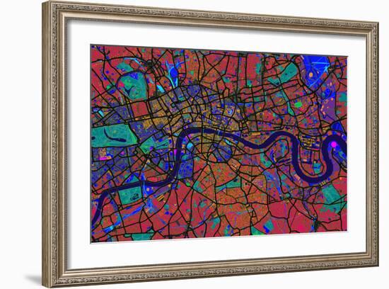 London England Street Map-Michael Tompsett-Framed Art Print