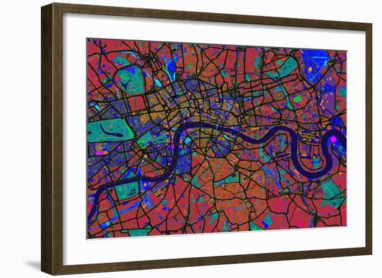 London England Street Map-Michael Tompsett-Framed Art Print