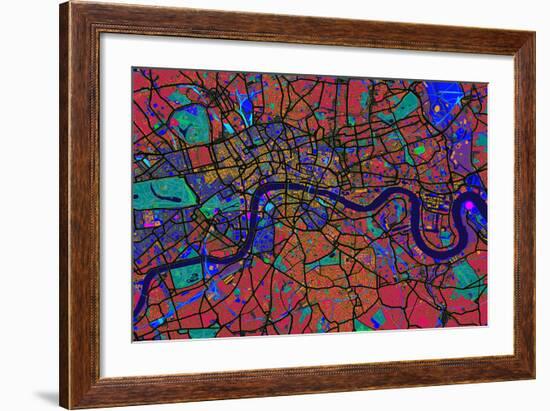 London England Street Map-Michael Tompsett-Framed Art Print