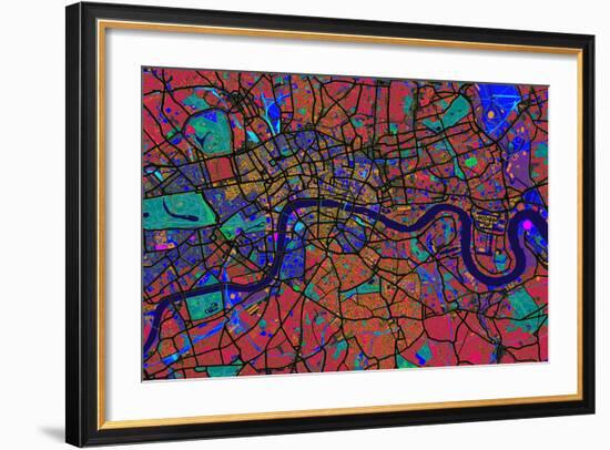 London England Street Map-Michael Tompsett-Framed Art Print