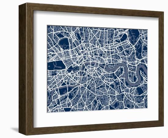 London England Street Map-Michael Tompsett-Framed Art Print