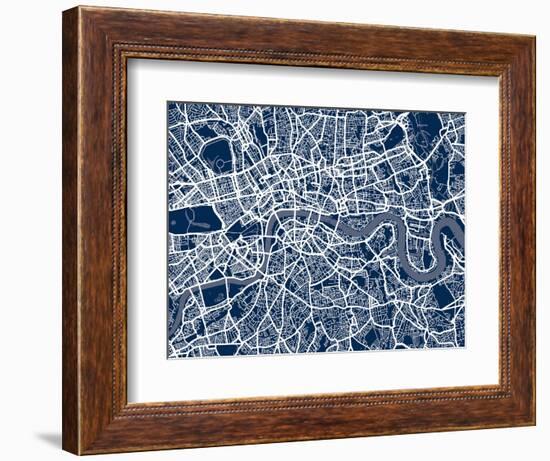 London England Street Map-Michael Tompsett-Framed Art Print