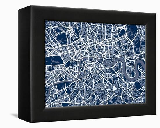 London England Street Map-Michael Tompsett-Framed Stretched Canvas