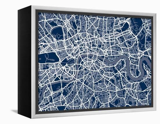 London England Street Map-Michael Tompsett-Framed Stretched Canvas