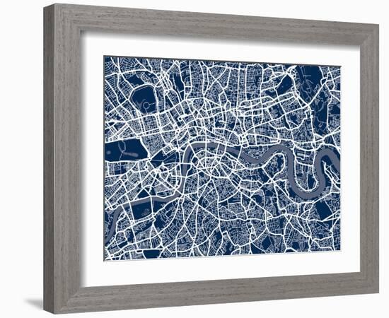 London England Street Map-Michael Tompsett-Framed Art Print