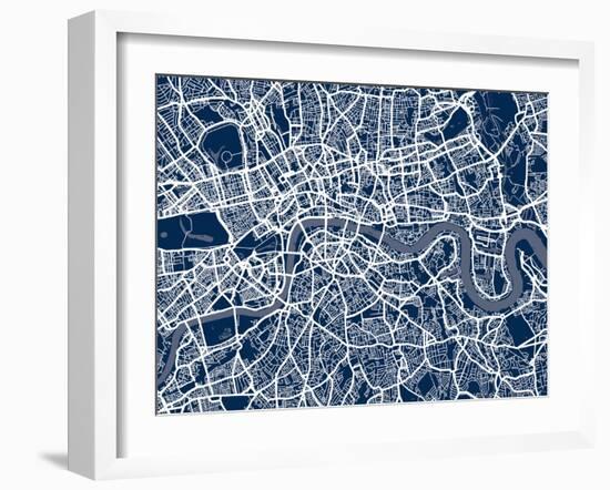 London England Street Map-Michael Tompsett-Framed Art Print