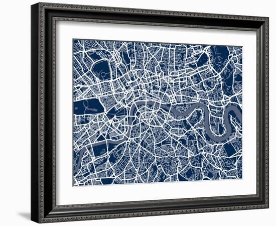 London England Street Map-Michael Tompsett-Framed Art Print