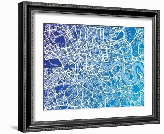 London England Street Map-Michael Tompsett-Framed Art Print