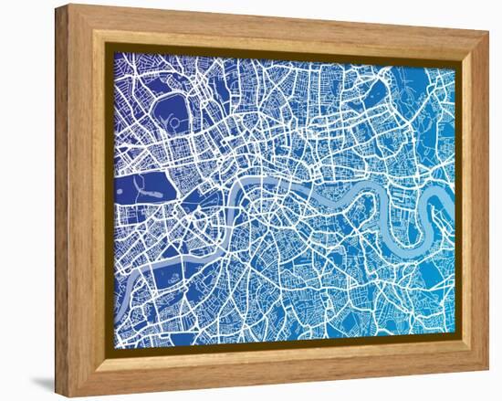 London England Street Map-Michael Tompsett-Framed Stretched Canvas