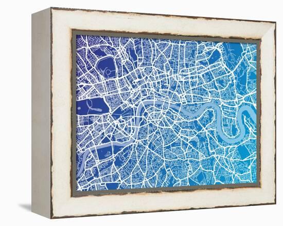 London England Street Map-Michael Tompsett-Framed Stretched Canvas