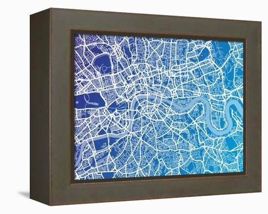 London England Street Map-Michael Tompsett-Framed Stretched Canvas