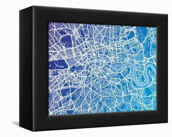 London England Street Map-Michael Tompsett-Framed Stretched Canvas