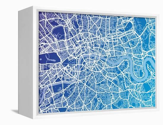 London England Street Map-Michael Tompsett-Framed Stretched Canvas