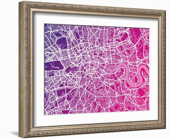 London England Street Map-Michael Tompsett-Framed Art Print