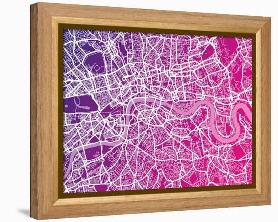 London England Street Map-Michael Tompsett-Framed Stretched Canvas