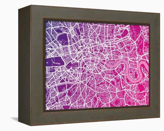 London England Street Map-Michael Tompsett-Framed Stretched Canvas