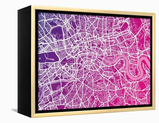 London England Street Map-Michael Tompsett-Framed Stretched Canvas