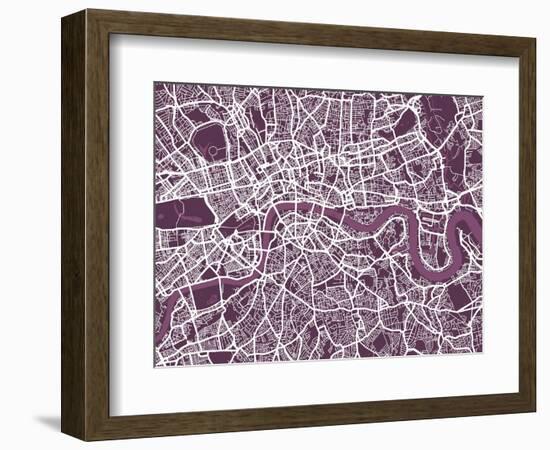 London England Street Map-Michael Tompsett-Framed Art Print