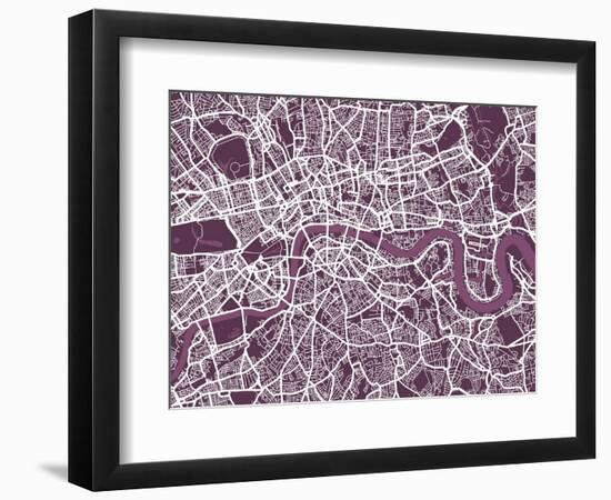 London England Street Map-Michael Tompsett-Framed Art Print