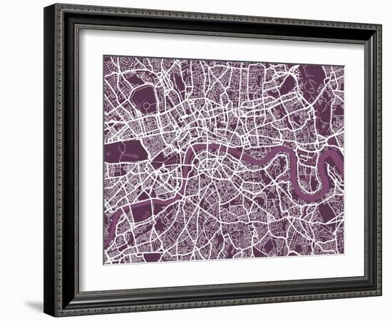 London England Street Map-Michael Tompsett-Framed Art Print