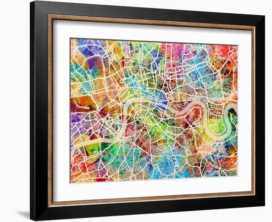 London England Street Map-Michael Tompsett-Framed Art Print