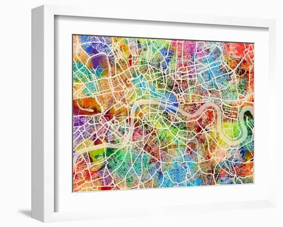 London England Street Map-Michael Tompsett-Framed Art Print