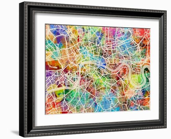 London England Street Map-Michael Tompsett-Framed Art Print