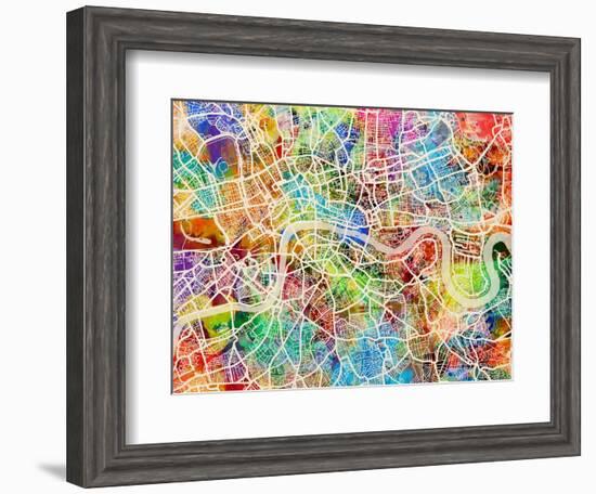 London England Street Map-Michael Tompsett-Framed Art Print