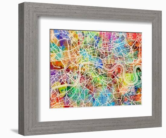 London England Street Map-Michael Tompsett-Framed Art Print