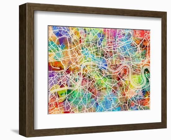 London England Street Map-Michael Tompsett-Framed Art Print