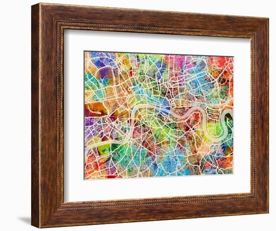 London England Street Map-Michael Tompsett-Framed Art Print