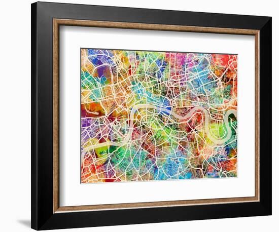 London England Street Map-Michael Tompsett-Framed Art Print