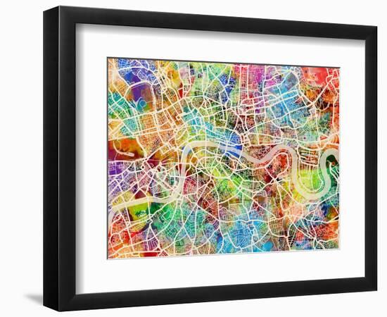 London England Street Map-Michael Tompsett-Framed Art Print