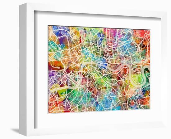 London England Street Map-Michael Tompsett-Framed Art Print