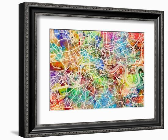 London England Street Map-Michael Tompsett-Framed Art Print